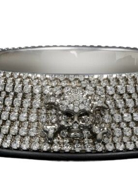 B.B.SIMON Swarovski  crystal  feeding dog bowl logo pet accessory dish feed pan